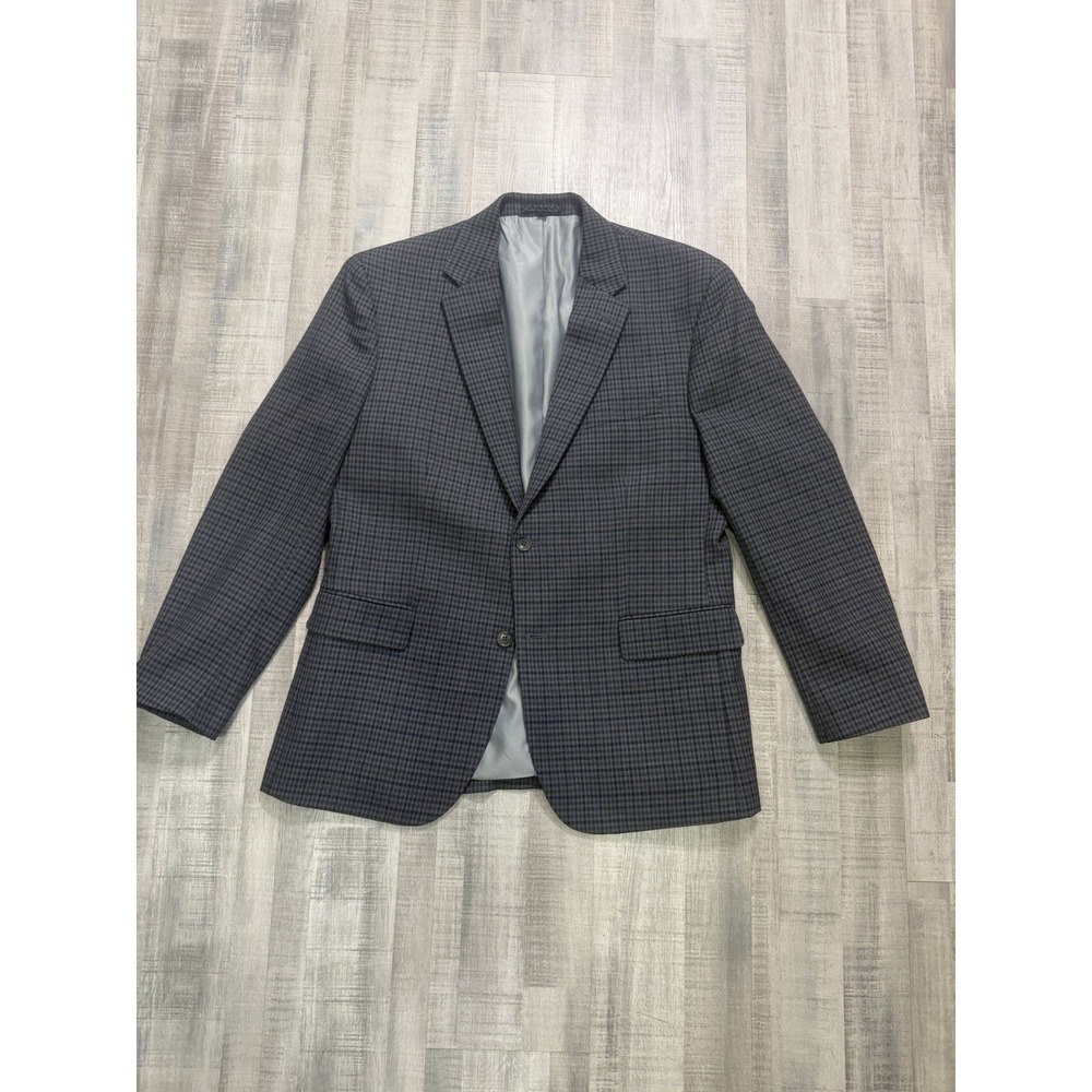 Jos A Bank Blazer 43R Signature Collection Gray Plaid Wool Blend